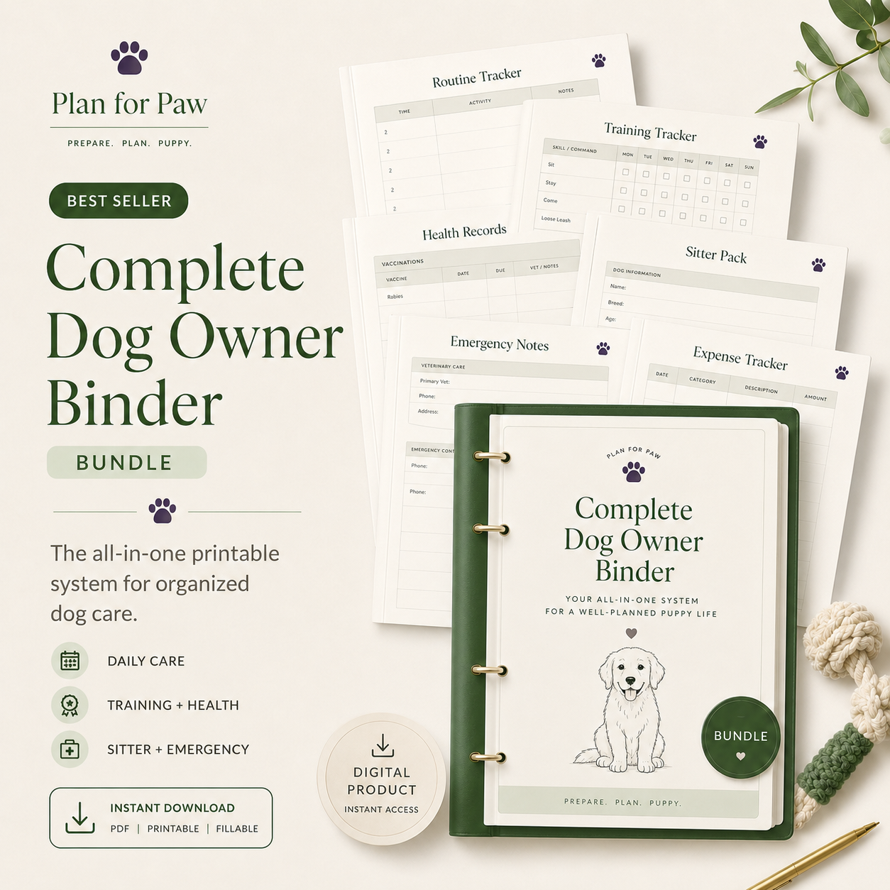 Complete Dog Owner Binder β printable PDF template